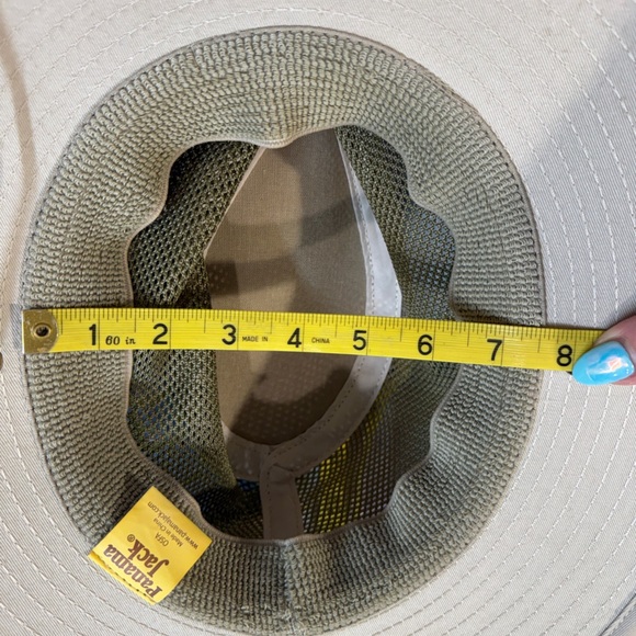 Panama Jack Mesh Khaki Tan Safari Sun Hat 3" Brim Leather Chin Strap SPF Unisex - Picture 11 of 11